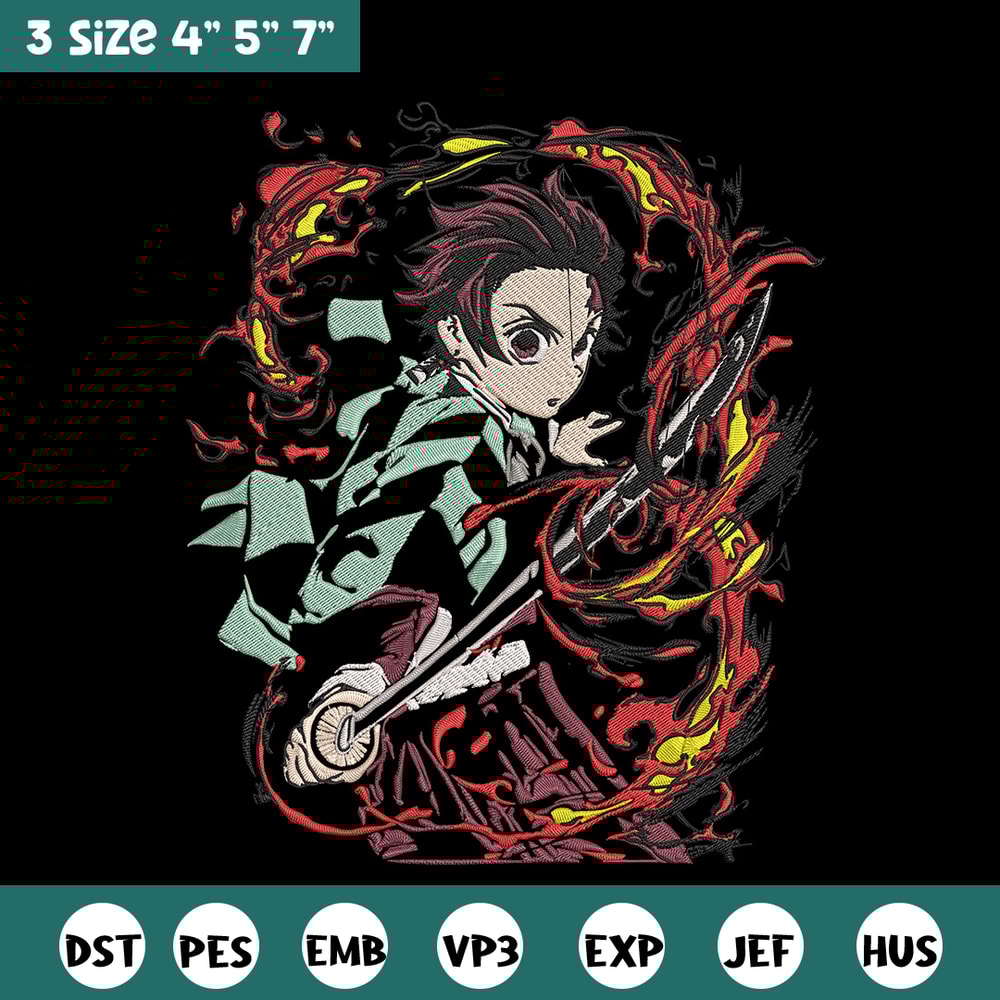 Kamado Tanjiro Embroidery Design, Demon slayer Embroidery, Embroidery File, Anime Embroidery, Digital download..jpg