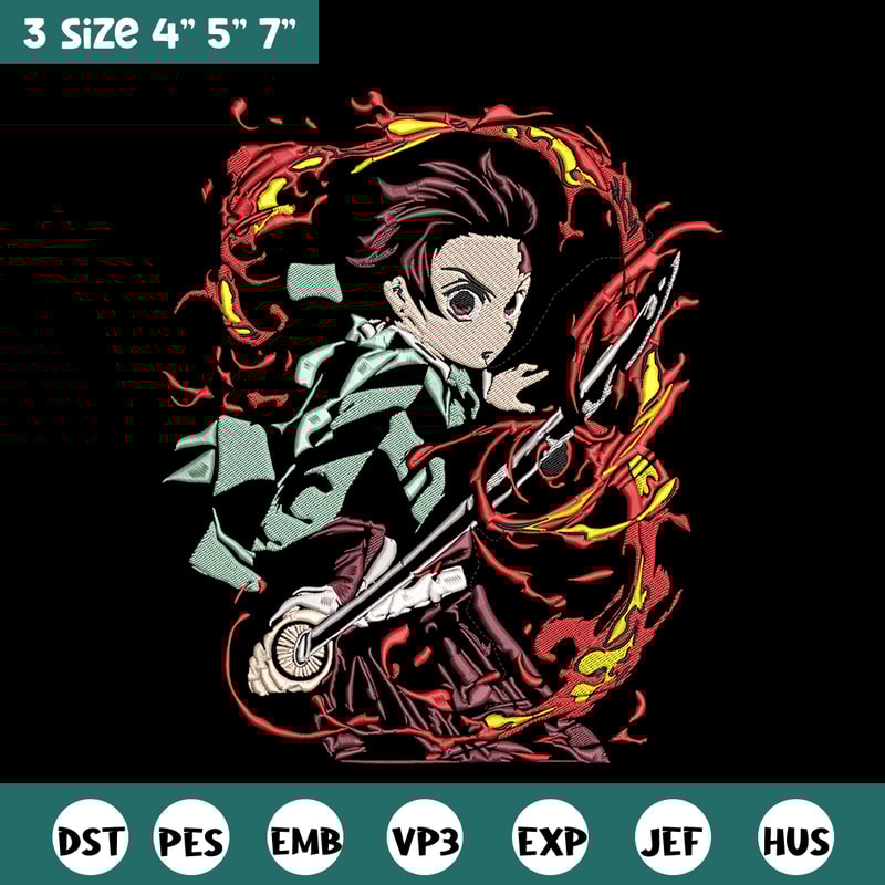 Kamado Tanjiro Embroidery Design, Demon slayer Embroidery, Embroidery File, Anime Embroidery,Digital download..jpg