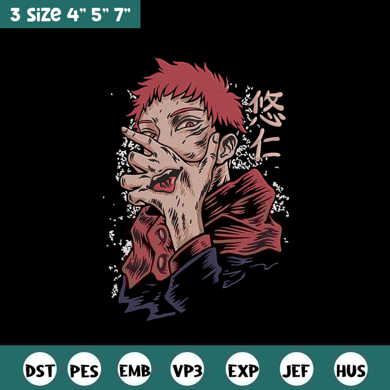 Sukuna poster Embroidery Design, Jujutsu Embroidery,Embroidery File, Anime Embroidery, Anime shirt, Digital download..jpg