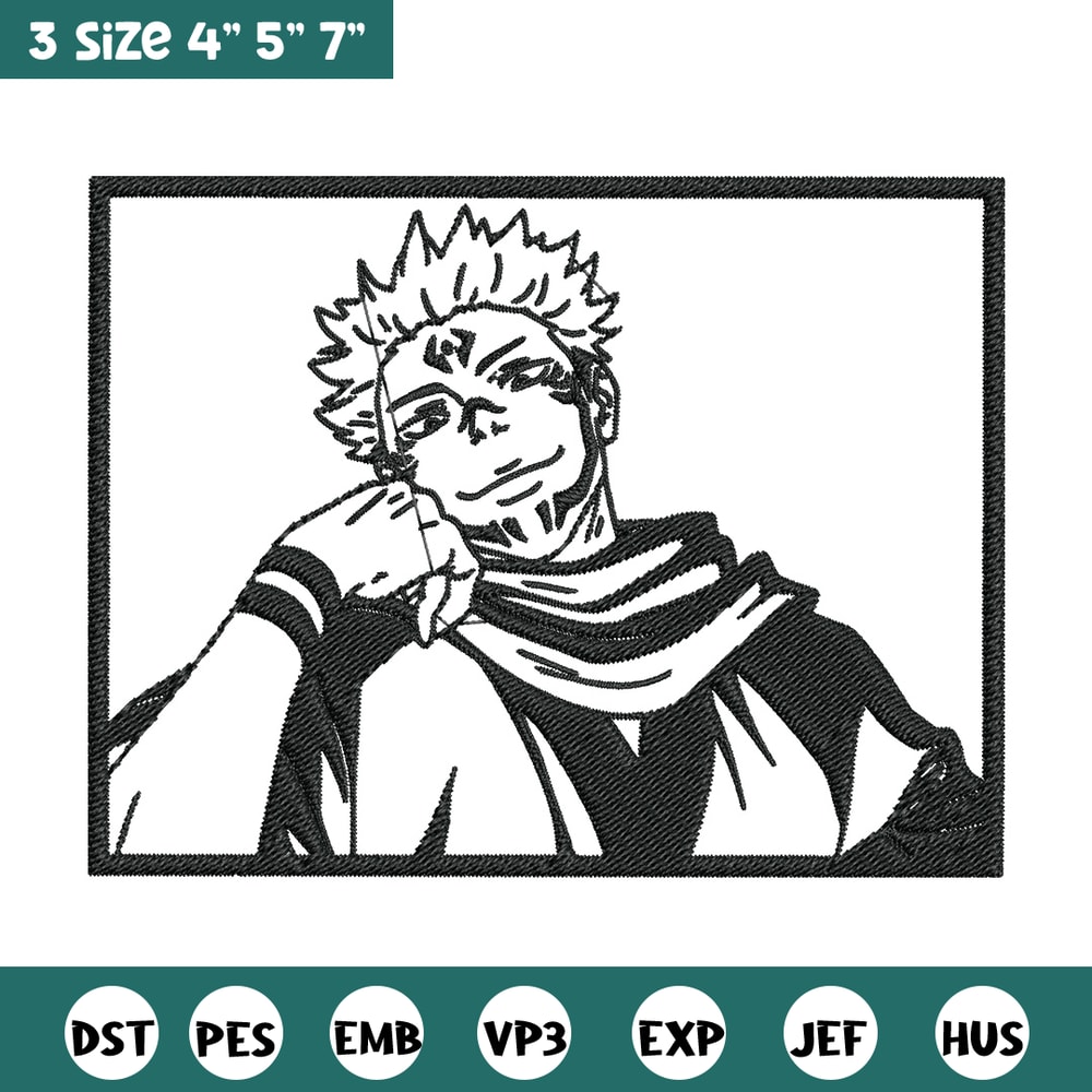 Sukuna rectangle Embroidery Design, Jujutsu Embroidery, Embroidery File, Anime Embroidery, Anime shirt, Digital download.jpg