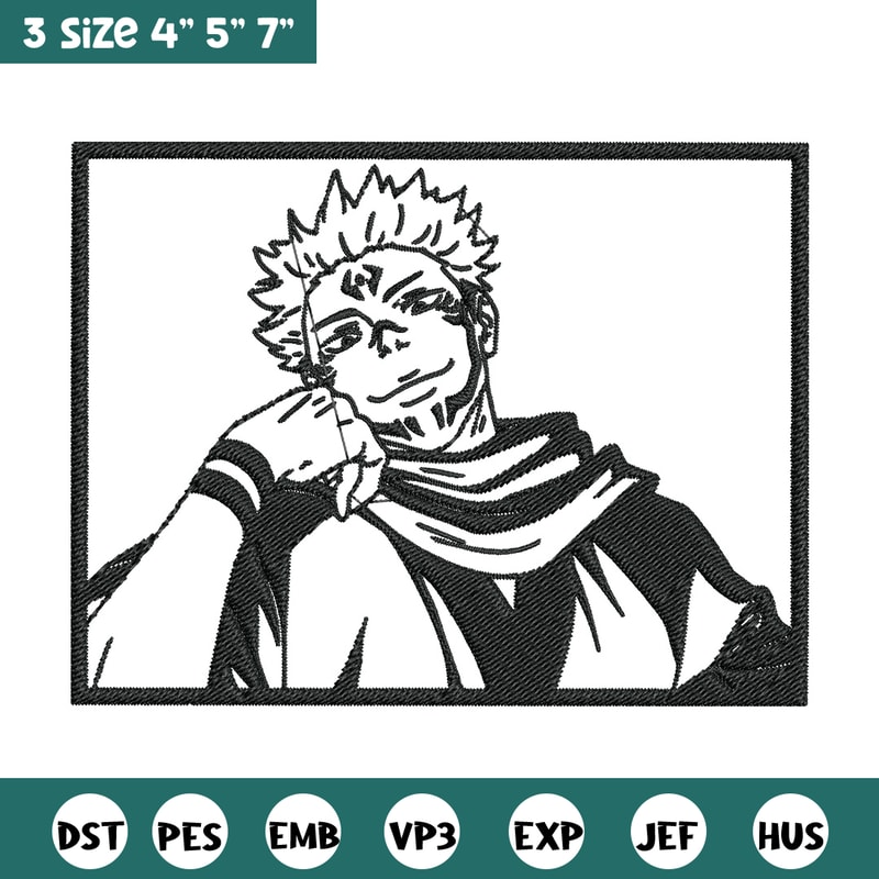 Sukuna rectangle Embroidery Design, Jujutsu Embroidery, Embroidery File, Anime Embroidery, Anime shirt, Digital download.jpg