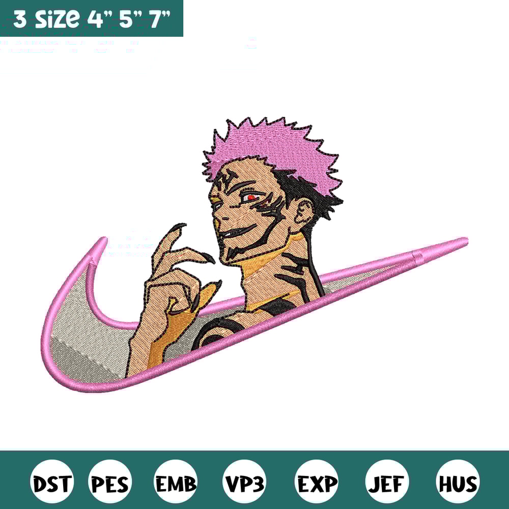 Sukuna smile Nike embroidery design, Jujutsu kaisen embroidery, Nike design, anime design, logo shirt, Digital download.jpg