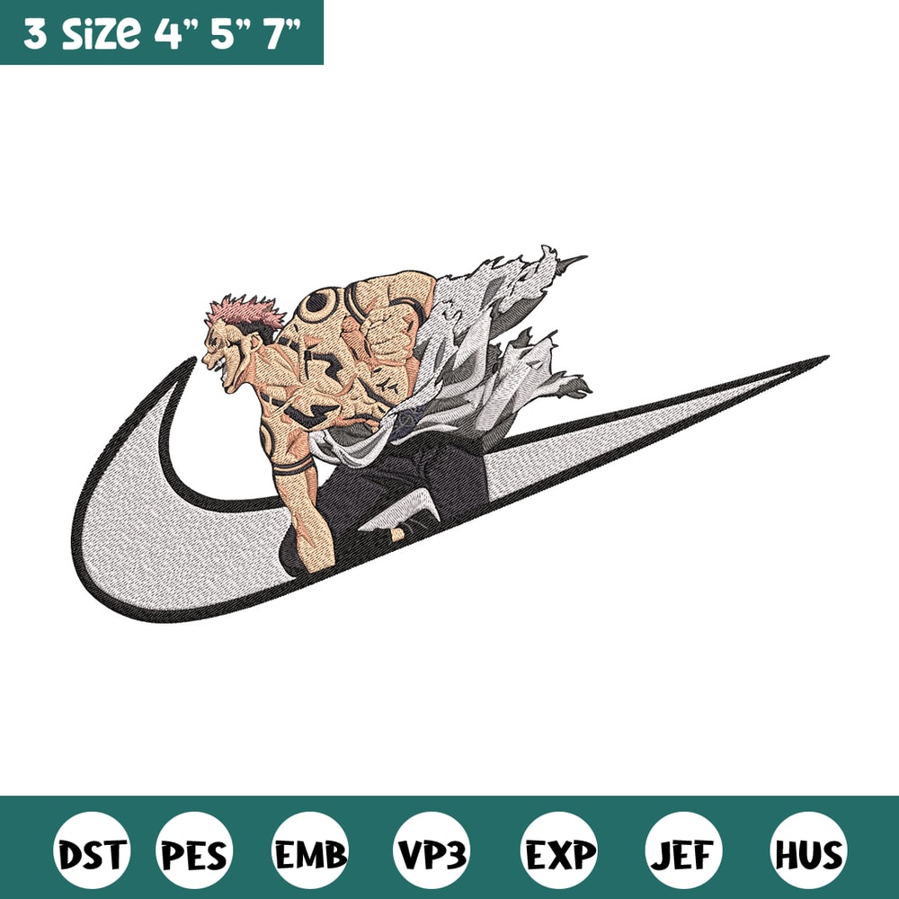 Sukuna x nike Embroidery Design, Jujutsu Embroidery, Embroidery File, Nike Embroidery, Anime shirt, Digital download.jpg