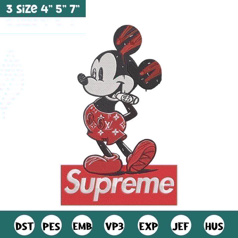 Supreme mickey Embroidery Design, Mickey Embroidery, Embroidery File, Supreme Embroidery, Anime shirt, Digital download.jpg