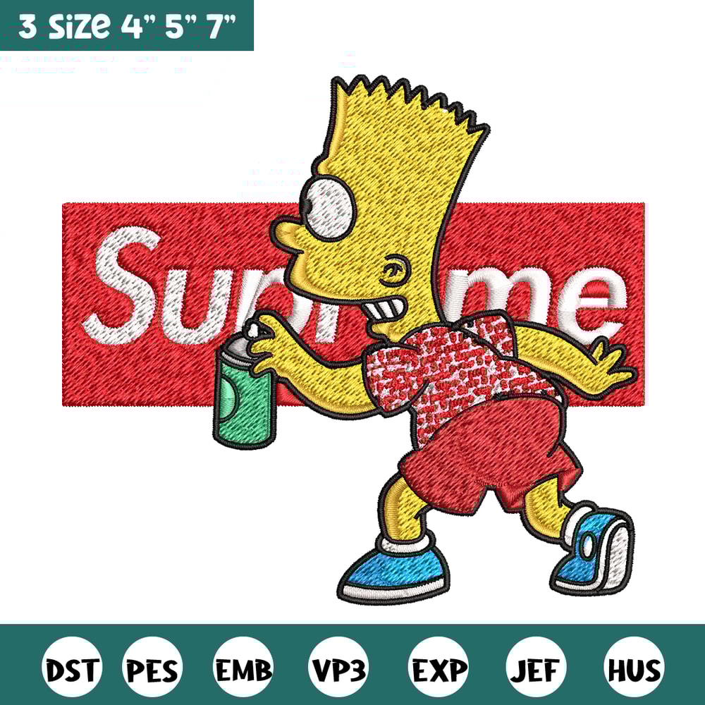 Supreme Simpson Embroidery design, Simpson cartoon Embroidery, cartoon design, Embroidery File, Digital download..jpg