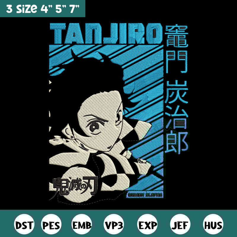 Tanjiro Poster Embroidery Design, Demon slayer Embroidery,Embroidery File, Anime Embroidery, Digital download.jpg