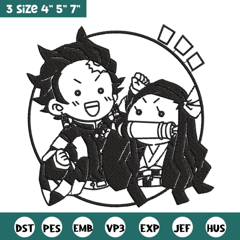 Tanjiro x nezuko Embroidery Design, Demon slayer Embroidery, Embroidery File, Anime Embroidery, Digital download.jpg