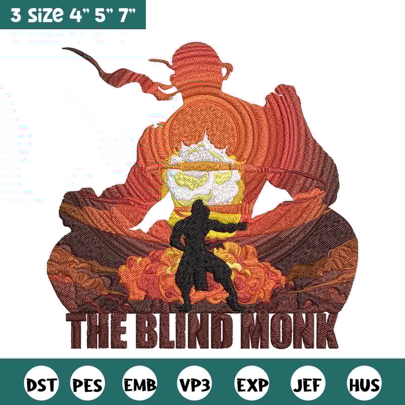 The blind monk Embroidery Design, Poster Embroidery, Embroidery File, Anime Embroidery, Anime shirt, Digital download.jpg