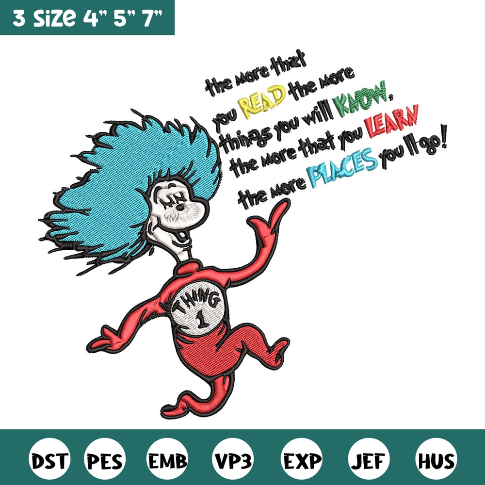 Thing One Dr Seuss Embroidery Design, Dr Seuss Embroidery, Embroidery File, Embroidery design, Digital download..jpg