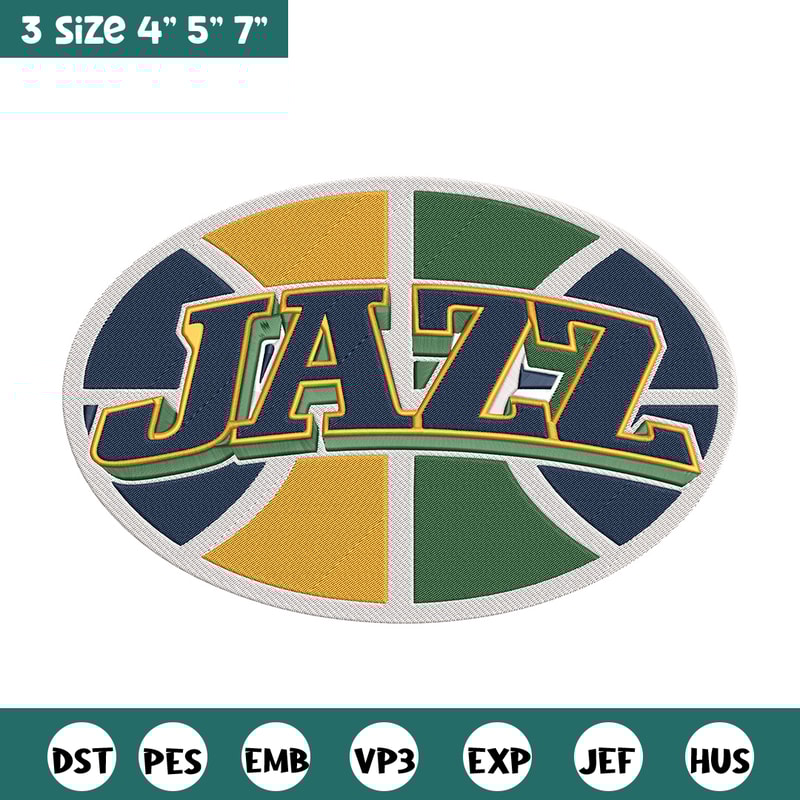Utah Jazz basketball embroidery design, NBA embroidery, Sport embroidery, Embroidery design, Logo sport embroidery.jpg