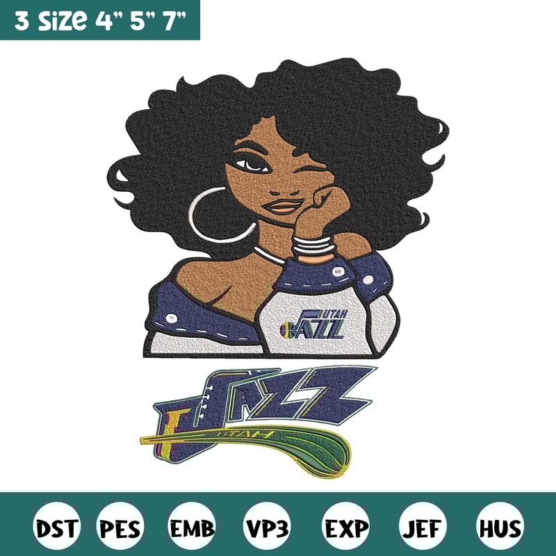 Utah Jazz girl embroidery design, NBA embroidery, Sport embroidery, Embroidery design, Logo sport embroidery.jpg