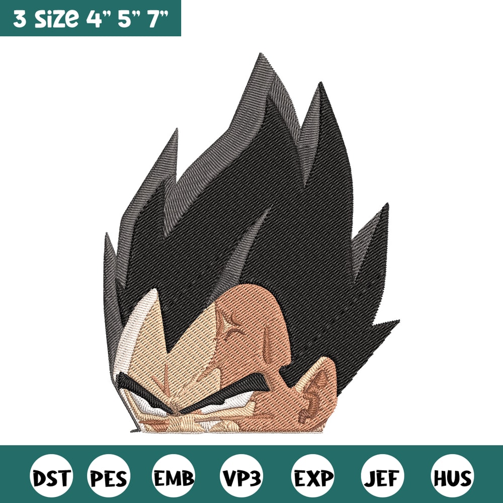 Vegeta peeker Embroidery Design, Dragonball Embroidery, Embroidery File, Anime Embroidery, Anime shirt, Digital download.jpg