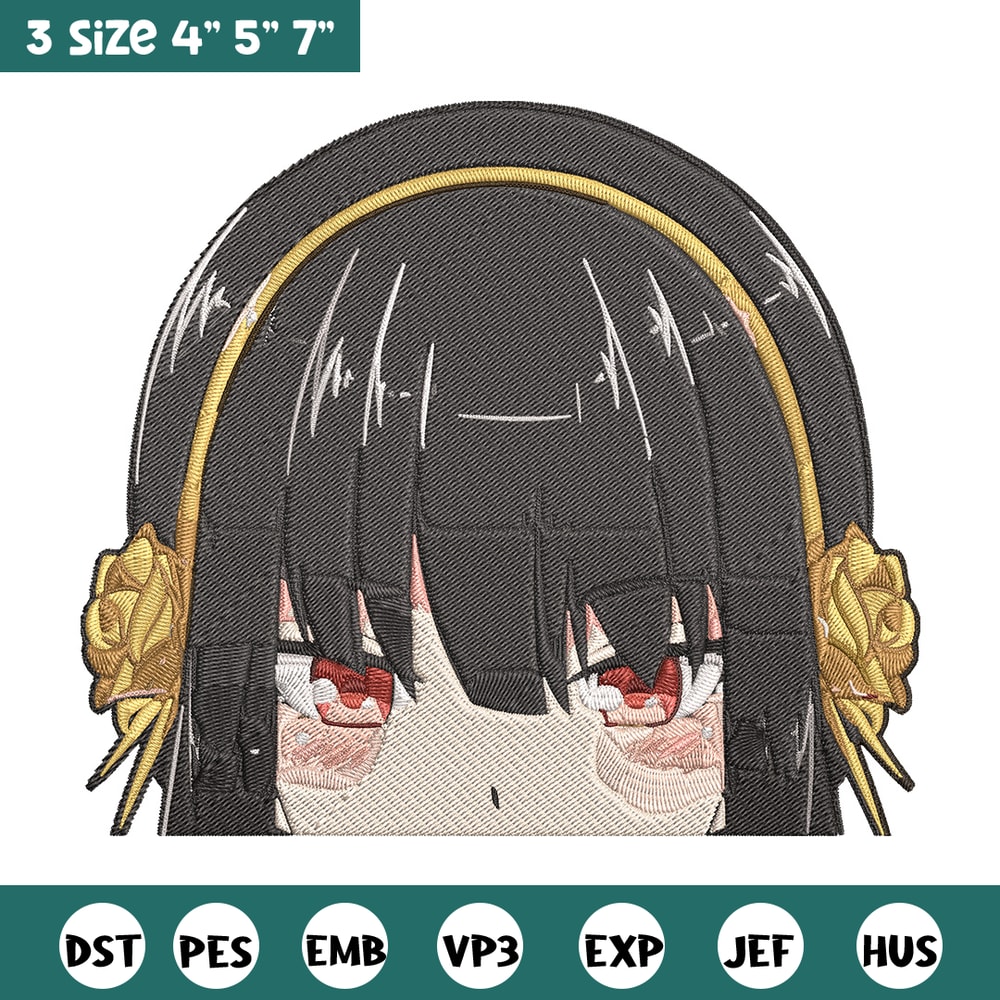 Yor peeker Embroidery Design, Spy x family Embroidery, Embroidery File, Anime Embroidery, Anime shirt, Digital download.jpg