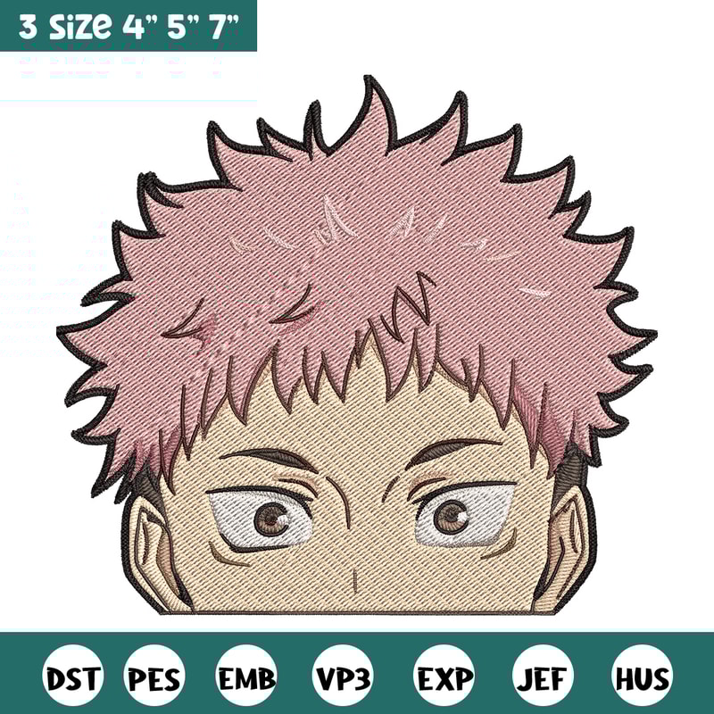 Yuji Peeker Embroidery Design, Jujutsu Embroidery, Embroidery File, Anime Embroidery, Anime shirt, Digital download.jpg