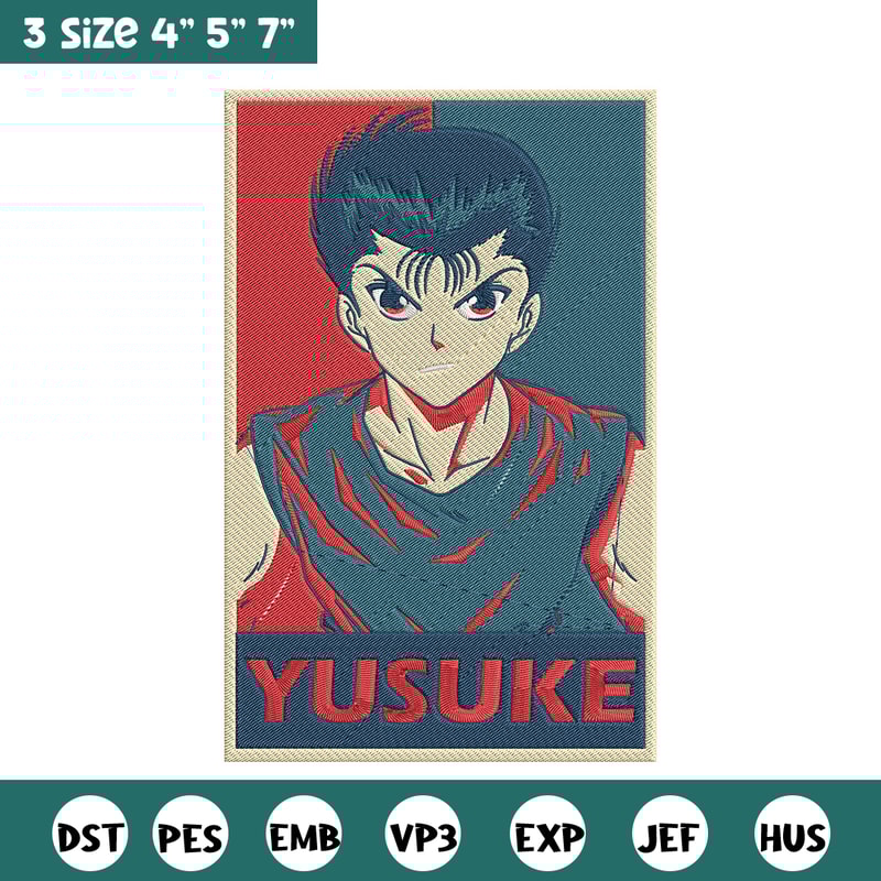Yusuke box Embroidery Design, Yu Yu Hakusho Embroidery, Embroidery File, Anime Embroidery, Anime shirt, Digital download.jpg