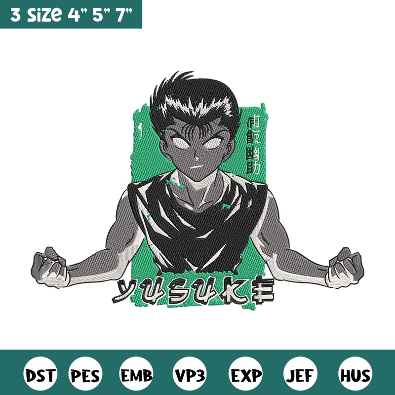 Yusuke box Embroidery Design, Yu Yu Hakusho Embroidery, Embroidery File, Anime Embroidery, Anime shirt,Digital download.jpg