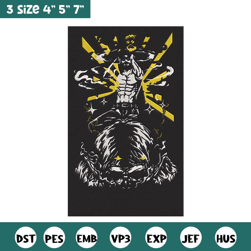 Zeke Yeager Embroidery Design, Aot Embroidery, Embroidery File, Anime Embroidery, Anime shirt, Digital download.jpg