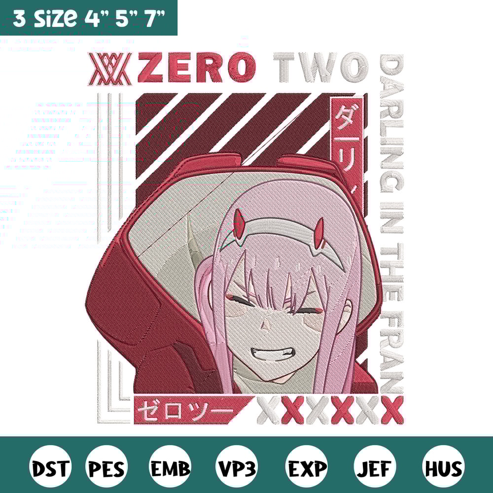 Zero two Embroidery Design, Darling in the fran Embroidery,Embroidery File,Anime Embroidery,Anime shirt,Digital download.jpg