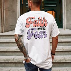 faith over fear t-shirt inspirational gift, boho christian shirt, religious shirt, jesus apparel faith based t-shirts