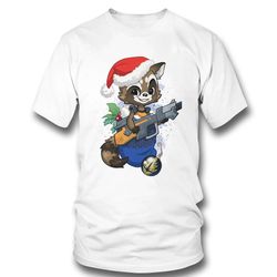 stocking stuffer raccoon t-shirt white , cute