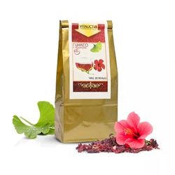 Green tea with ginkgo and carcade (Union of the best antioxidants for youthful skin and brain) 100gr.