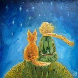 Little Prince oil painting Little prince fox kids wall art Customized Gift
