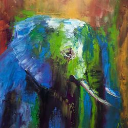 African elephant oil painting Abstract oil painting