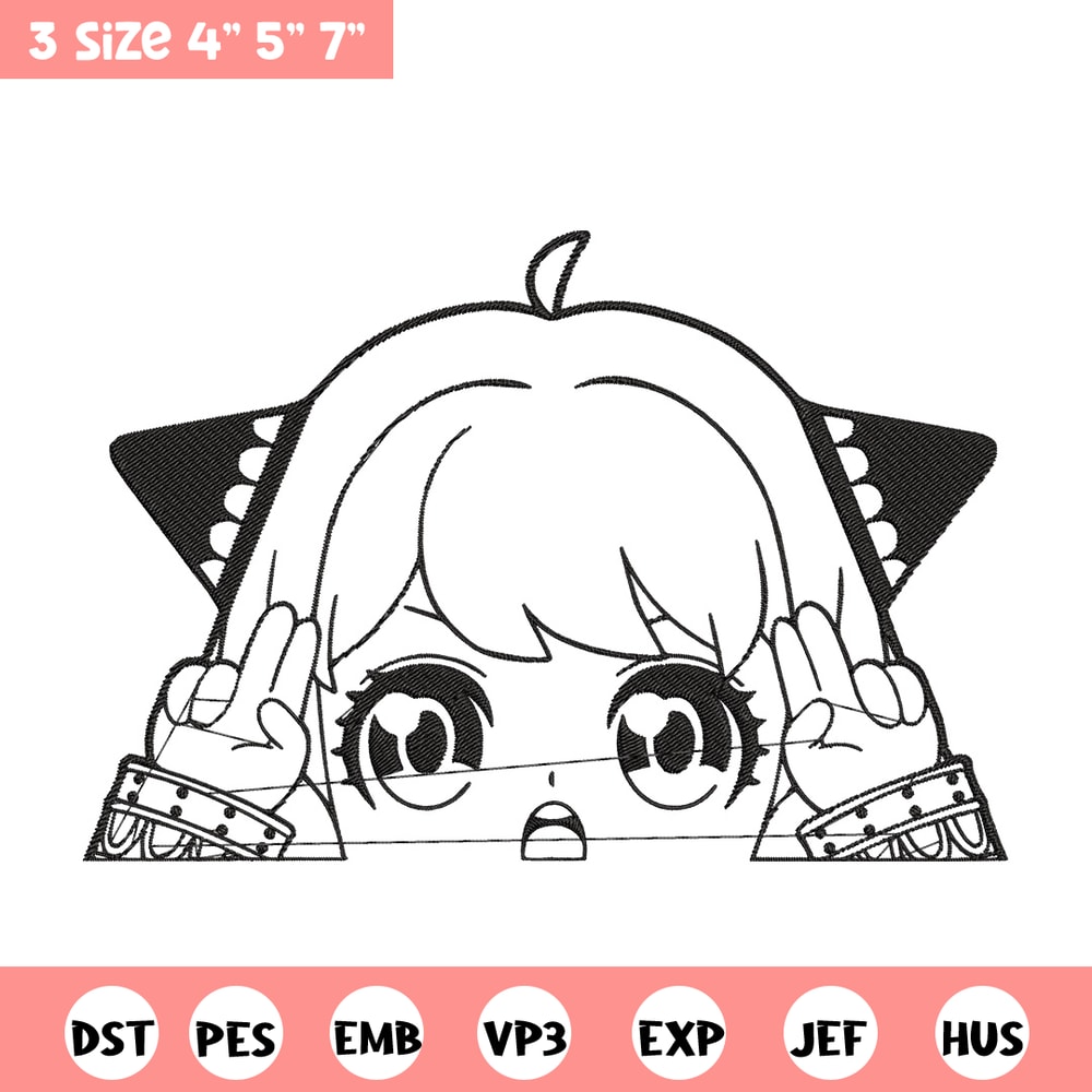 Anya cute Embroidery Design, Spy x family Embroidery, Embroidery File, Anime Embroidery, Anime shirt, Digital download.jpg