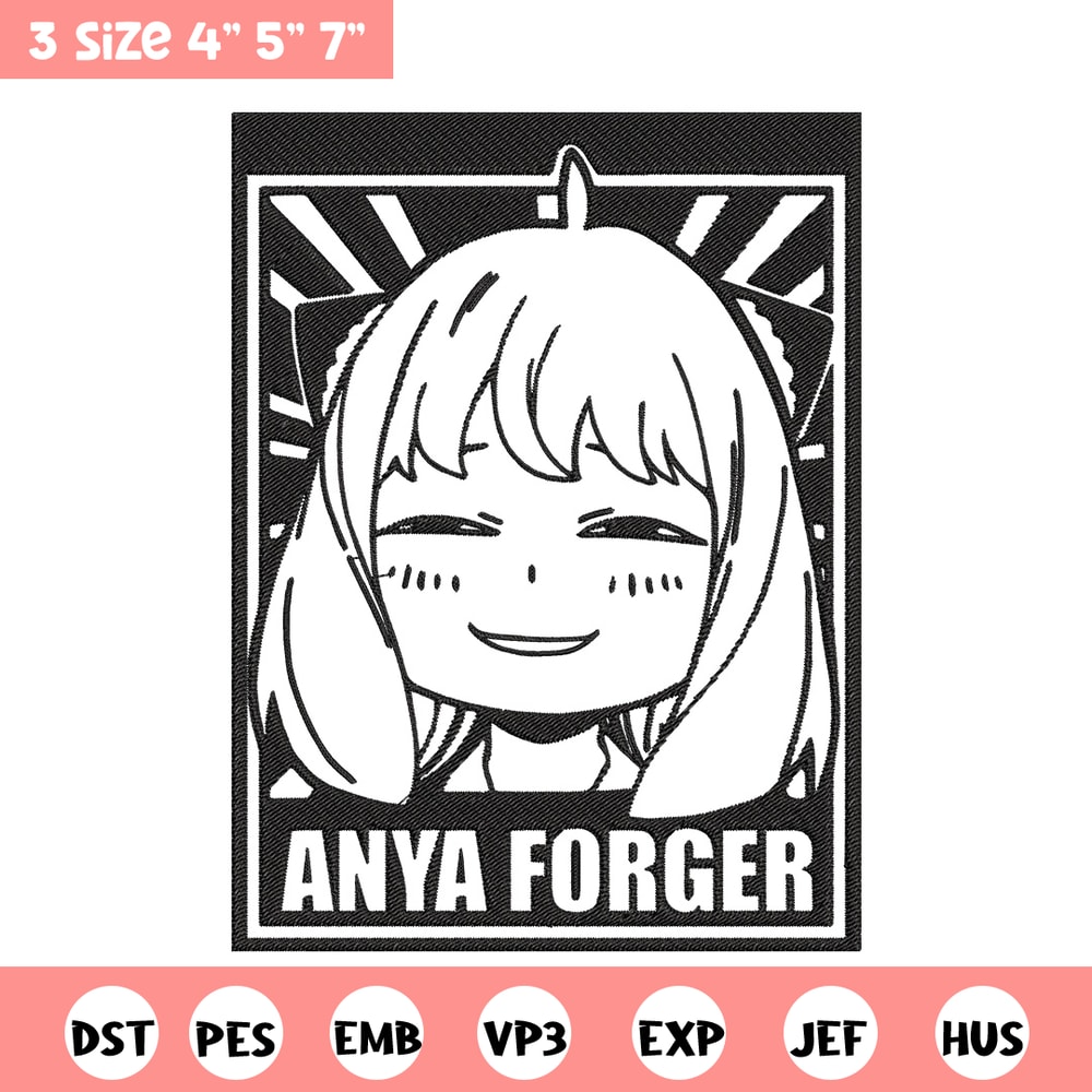 Anya poster Embroidery Design, Spy x family Embroidery, Embroidery File, Anime Embroidery, Anime shirt,Digital download.jpg