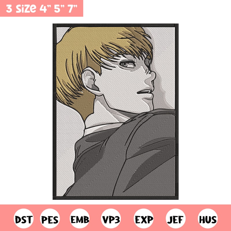 Armin poster Embroidery Design, Aot Embroidery, Embroidery File, Anime Embroidery, Anime shirt, Digital download.jpg