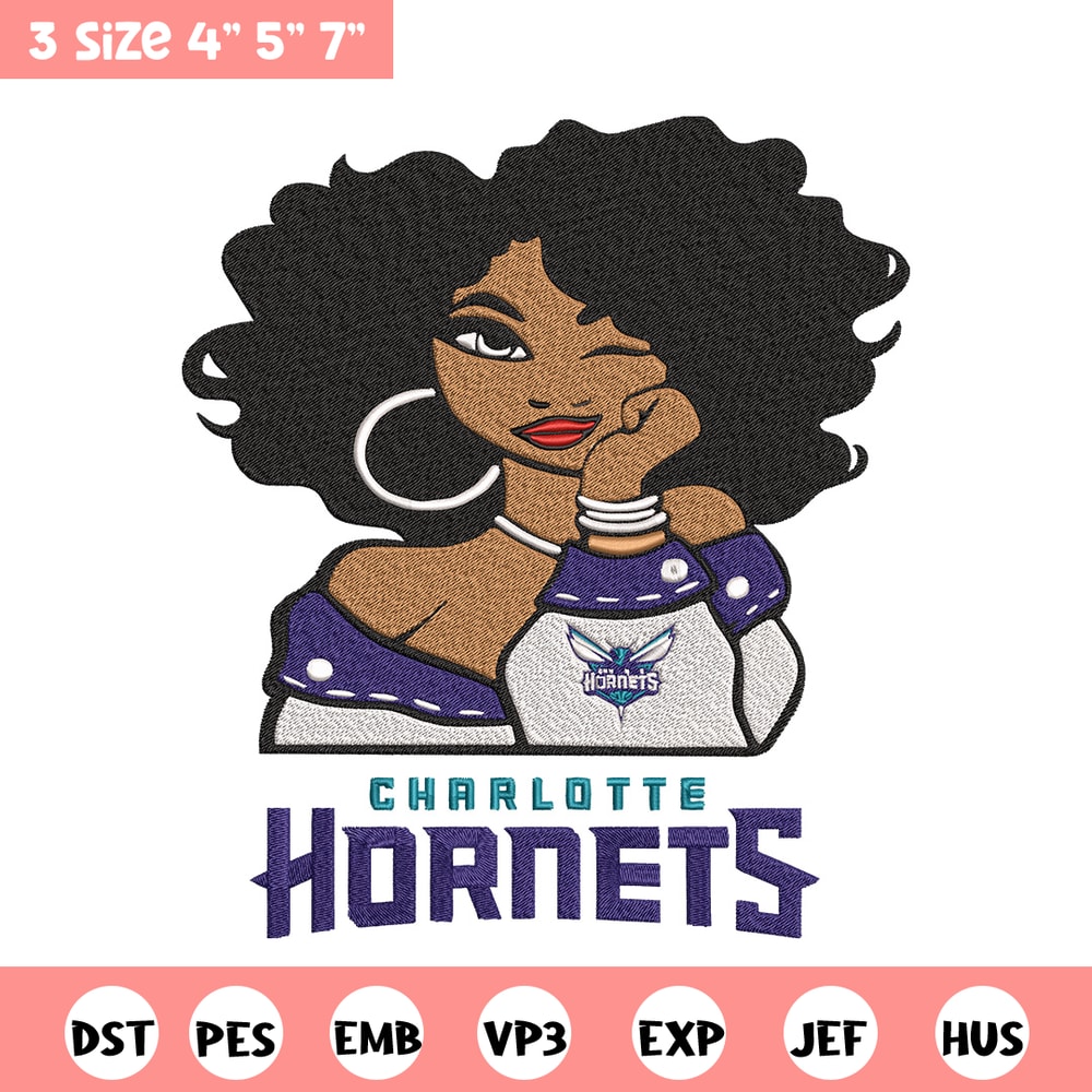 Charlotte Hornets girl embroidery design, NBA embroidery, Sport embroidery, Embroidery design, Logo sport embroidery..jpg