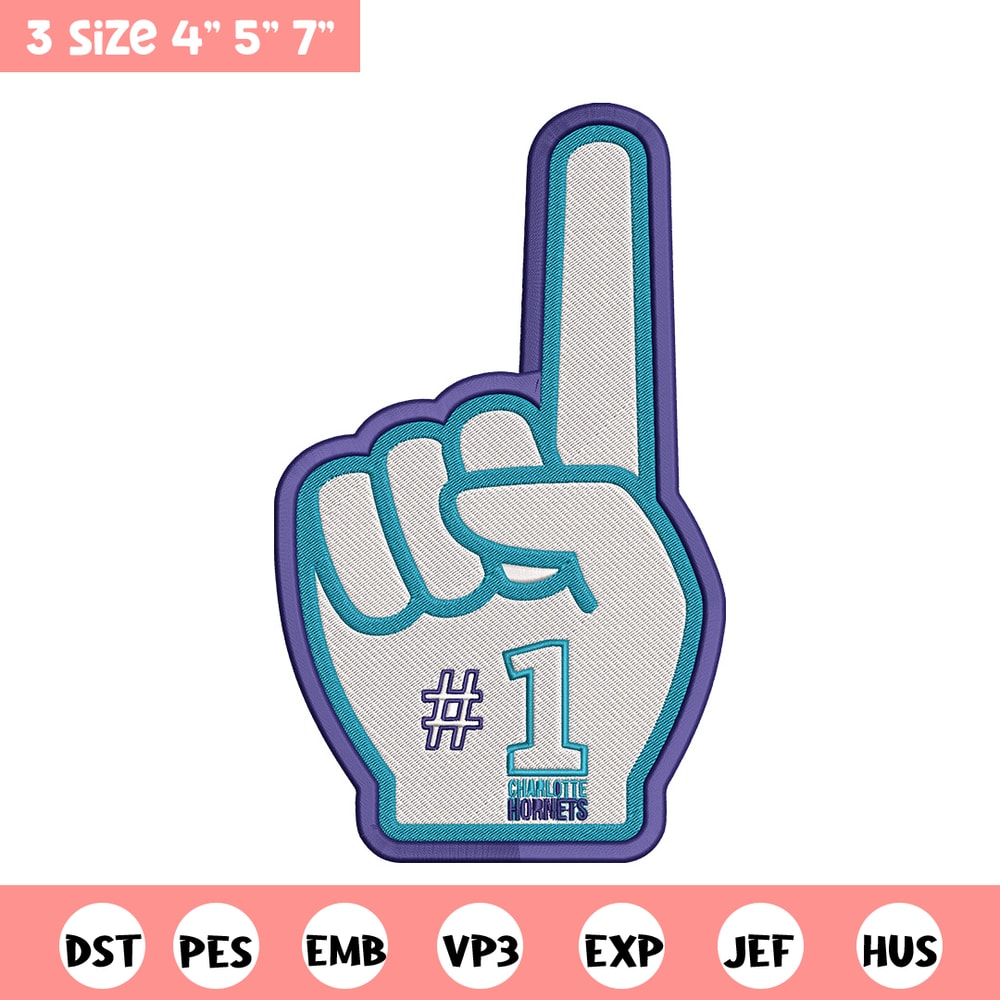 Charlotte Hornets NO 1 embroidery design, NBA embroidery, Sport embroidery, Embroidery design, Logo sport embroidery.jpg