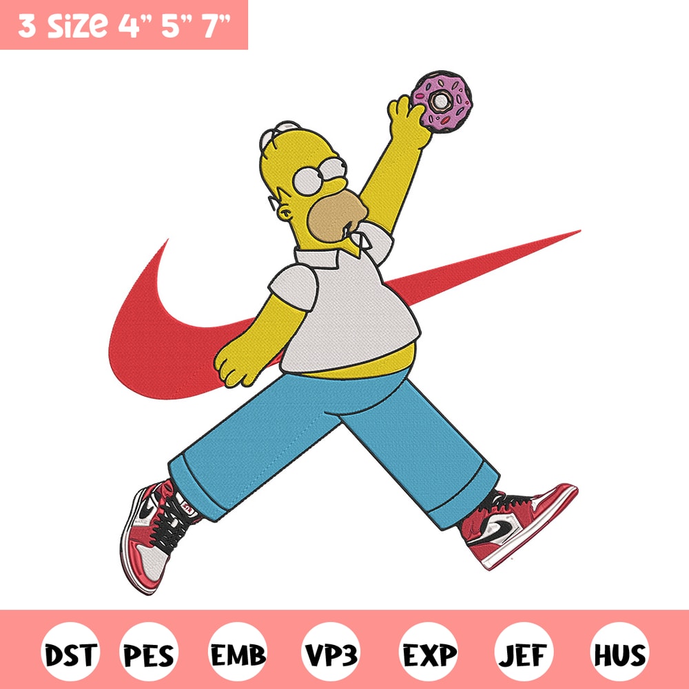 Homer Simpson Embroidery Design, Simpson Embroidery, Embroidery File, Anime Embroidery, Nike shirt, Digital download.jpg