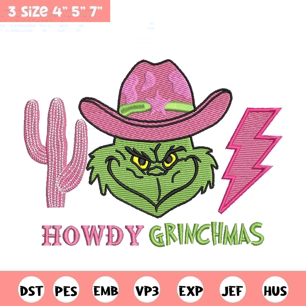 Howdy grinch embroidery design, Grinch embroidery, Chrismas design,Embroidery shirt, Embroidery file, Digital download.jpg