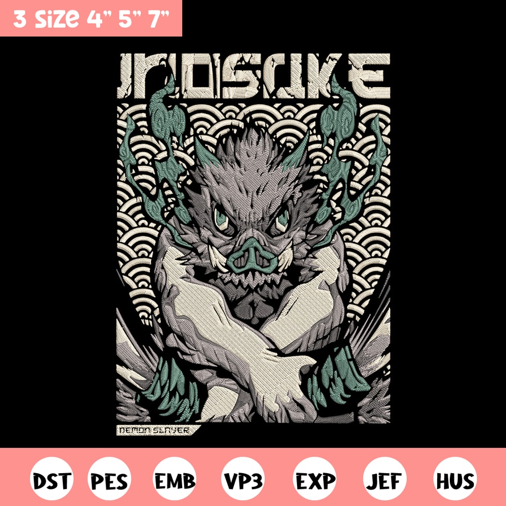 Inosuka poster Embroidery Design, Demon slayer Embroidery, Embroidery File,Anime Embroidery,Anime shirt,Digital download.jpg