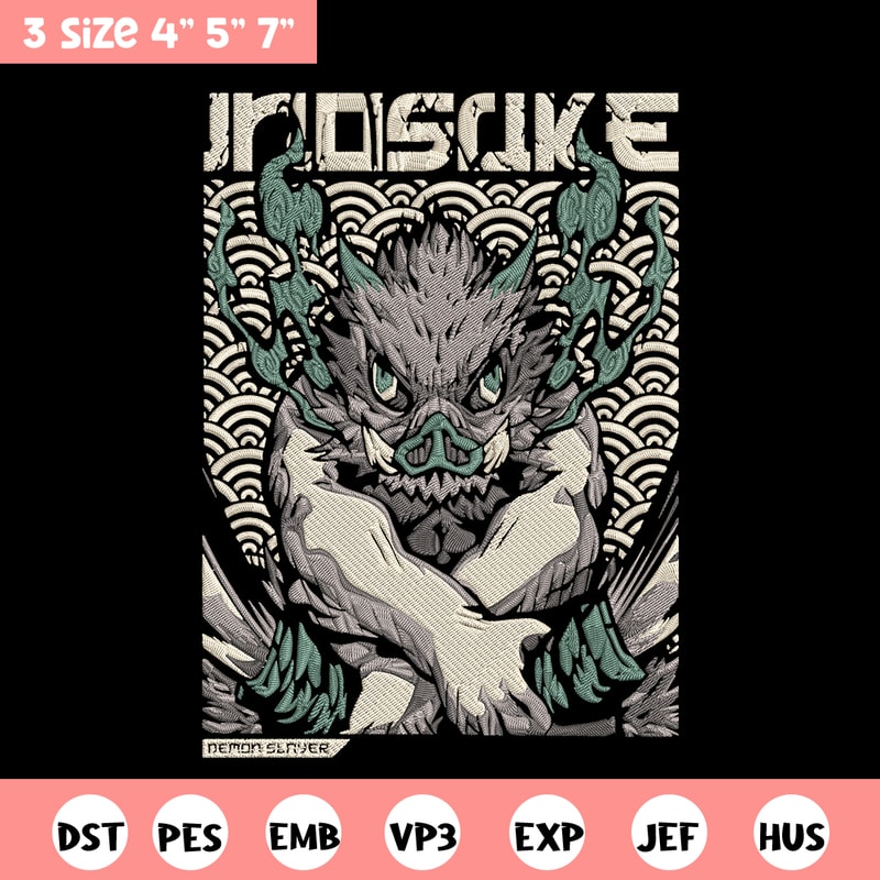 Inosuka poster Embroidery Design, Demon slayer Embroidery, Embroidery File,Anime Embroidery,Anime shirt,Digital download.jpg