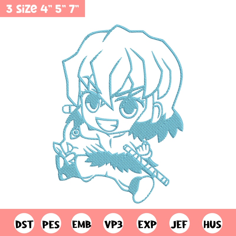 Inosuke chibi Embroidery Design,Demon slayer Embroidery,Embroidery File,Anime Embroidery,Anime shirt, Digital download.jpg