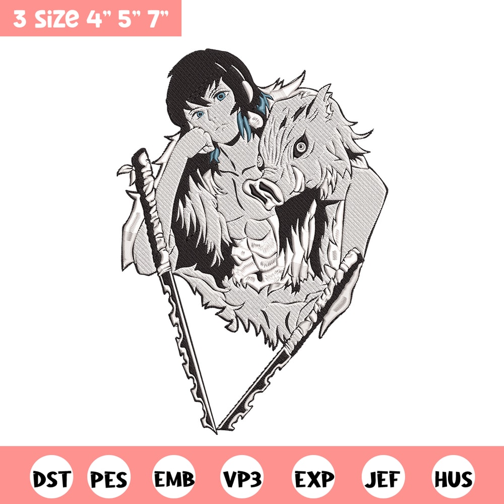 Inosuke poster Embroidery Design,Demon slayer Embroidery, Embroidery File,Anime Embroidery,Anime shirt,Digital download.jpg