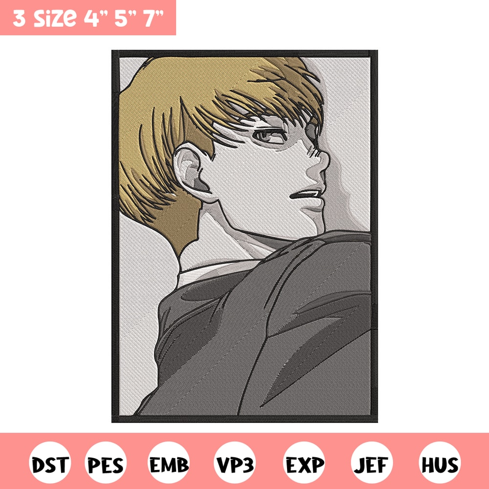 Armin poster Embroidery Design, Aot Embroidery, Embroidery File, Anime Embroidery, Anime shirt, Digital download.jpg