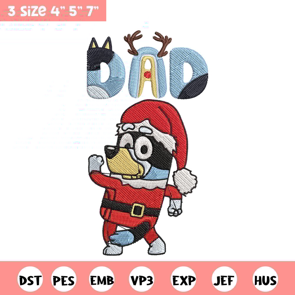 Bandit dad Embroidery Design, Bluey Embroidery, Embroidery File, Chrismas Embroidery, Anime shirt, Digital download.jpg