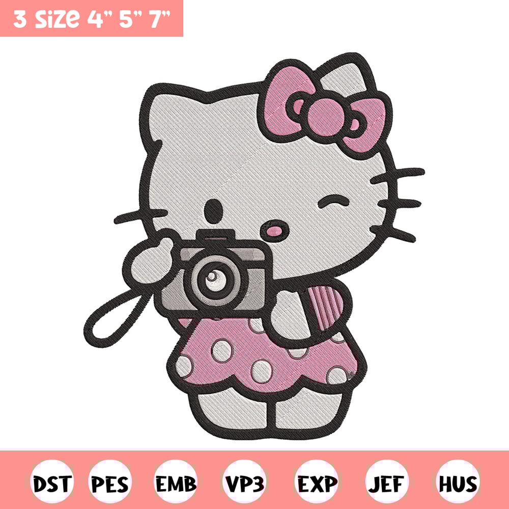 Hello kitty camera Embroidery Design, Hello kitty Embroidery, Embroidery File, Anime Embroidery, Digital download.jpg