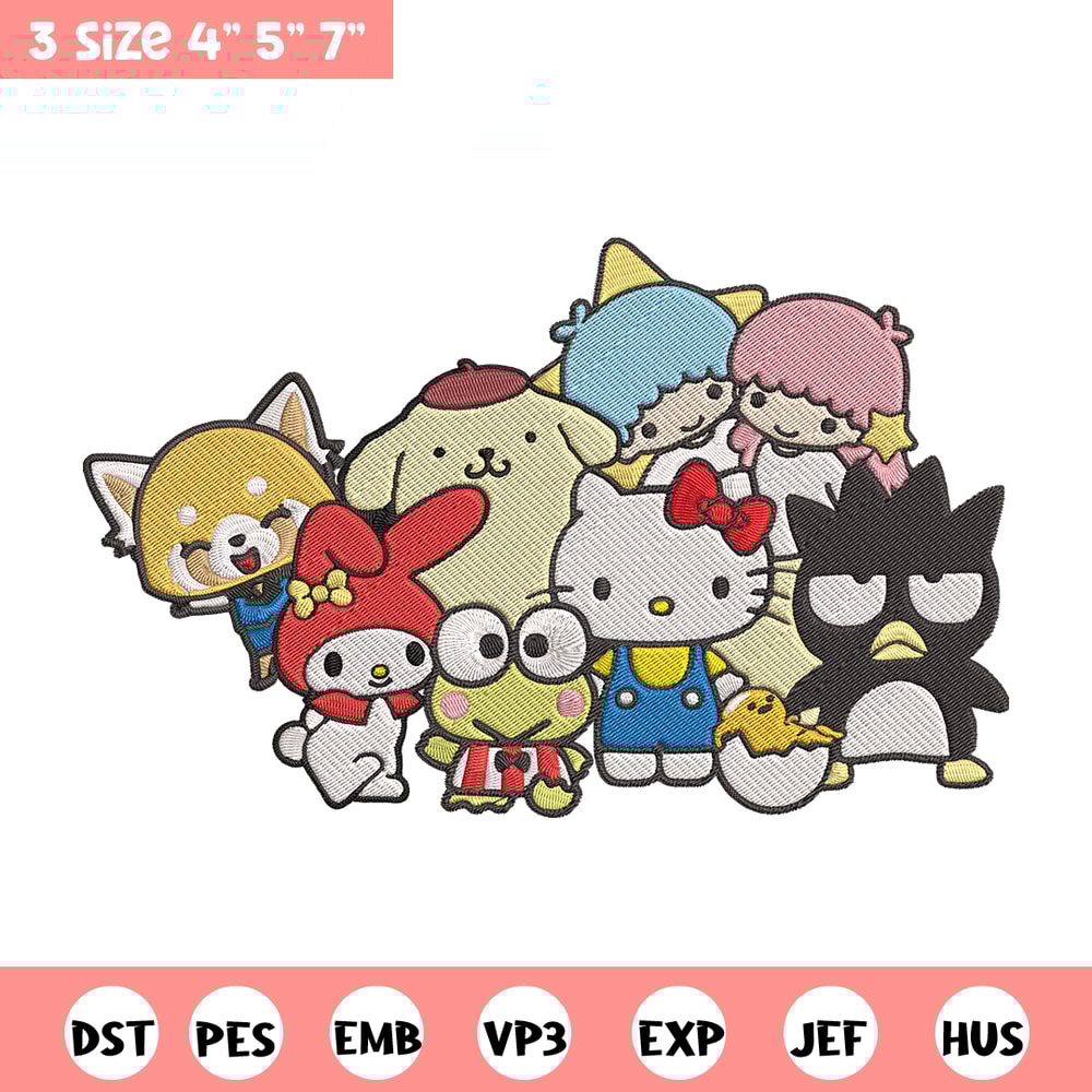 Hello Kitty friends Embroidery Design, Hello kitty Embroidery, Embroidery File, Anime Embroidery, Digital download.jpg