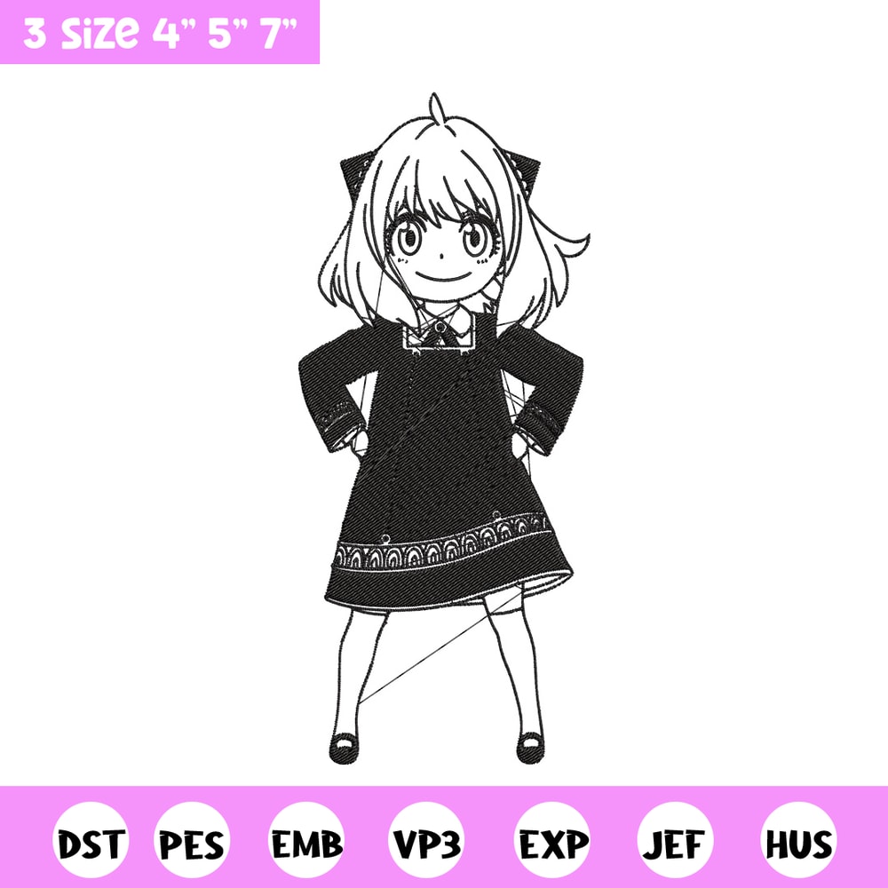 Anya Forger Embroidery Design, Spy x family Embroidery, Embroidery File, Anime Embroidery, Anime shirt, Digital download.jpg