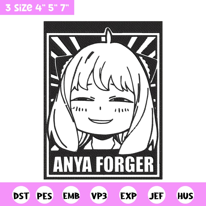 Anya poster Embroidery Design, Spy x family Embroidery, Embroidery File, Anime Embroidery, Anime shirt,Digital download.jpg
