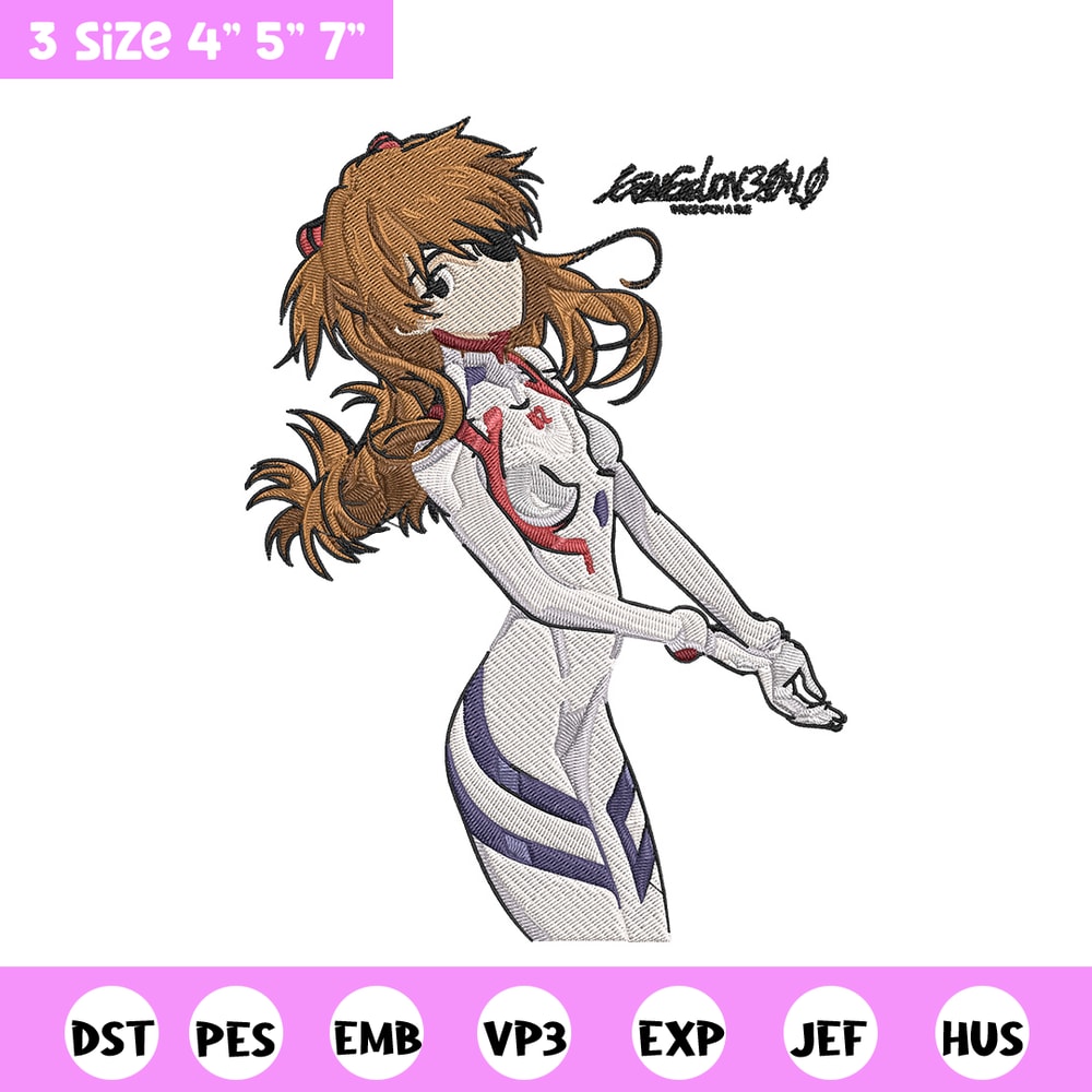 Asuka poster Embroidery Design, Evangelion Embroidery, Embroidery File, Anime Embroidery, Anime shirt, Digital download..jpg