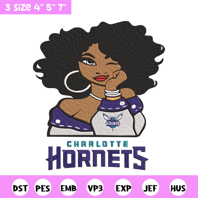 Charlotte Hornets girl embroidery design, NBA embroidery, Sport embroidery, Embroidery design, Logo sport embroidery..jpg