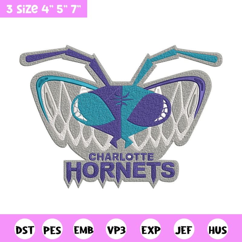 Charlotte Hornets Logo embroidery design, NBA embroidery, Sport embroidery, Embroidery design, Logo sport embroidery.jpg