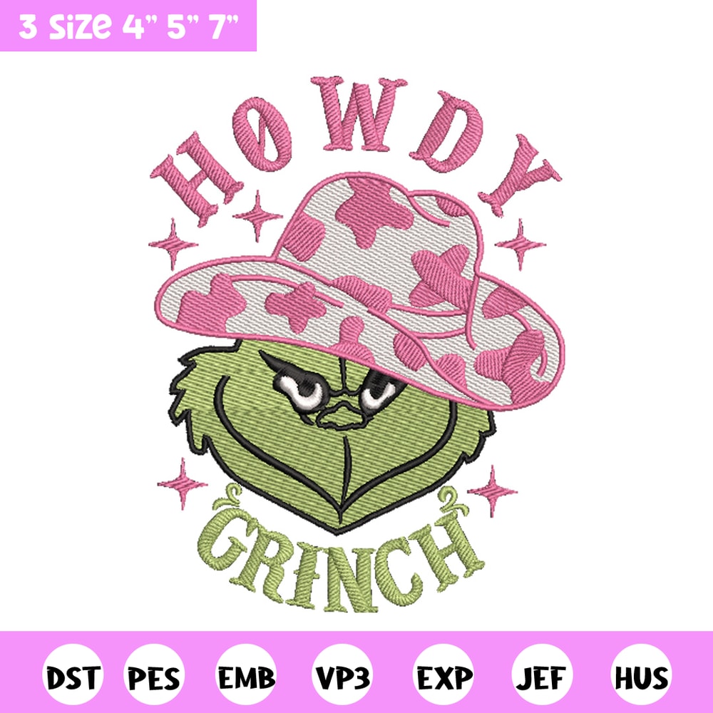 Howdy grinch embroidery design, Grinch embroidery,Chrismas design, Embroidery shirt, Embroidery file, Digital download.jpg