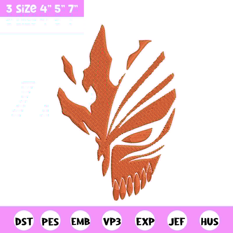 Ichigo mask Embroidery Design, Bleach Embroidery, Embroidery File, Anime Embroidery, Anime shirt, Digital download.jpg