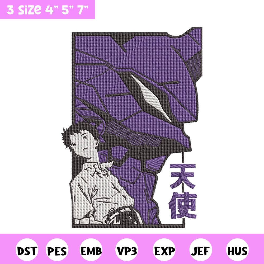 Ikari Shinji Embroidery Design, Evangelion Embroidery, Embroidery File, Anime Embroidery, Anime shirt, Digital download.jpg